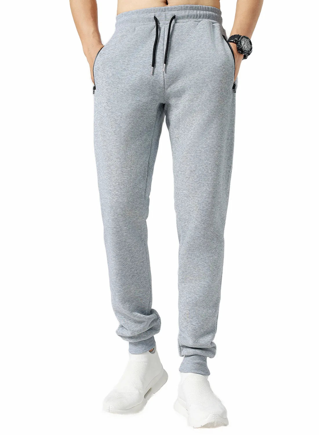 New Sweatpants with Side Zipper Pockets for Men - Joggers, Track Pants, Elastic Waist Sport Casual Baggy Fitness Gym Clothing