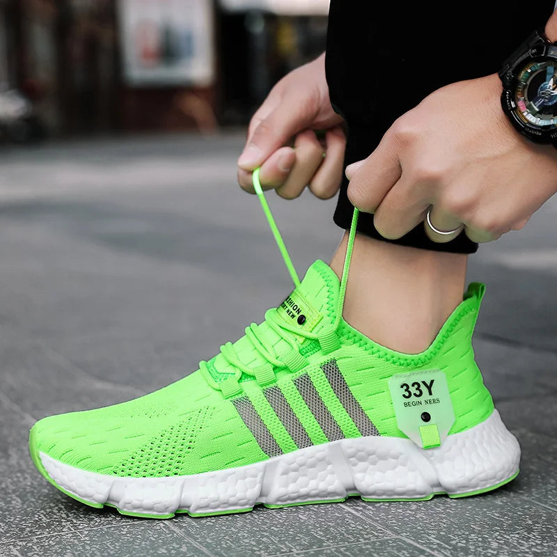 Breathable Mesh Men's Shoes Trendy Lightweight Walking Flats Plus Size Male Tennis Sneakers Outdoor Running Fitness Shoes 2024