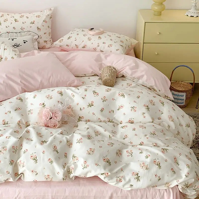 Pink Floral Bedding Set | Duvet Cover for Bed
