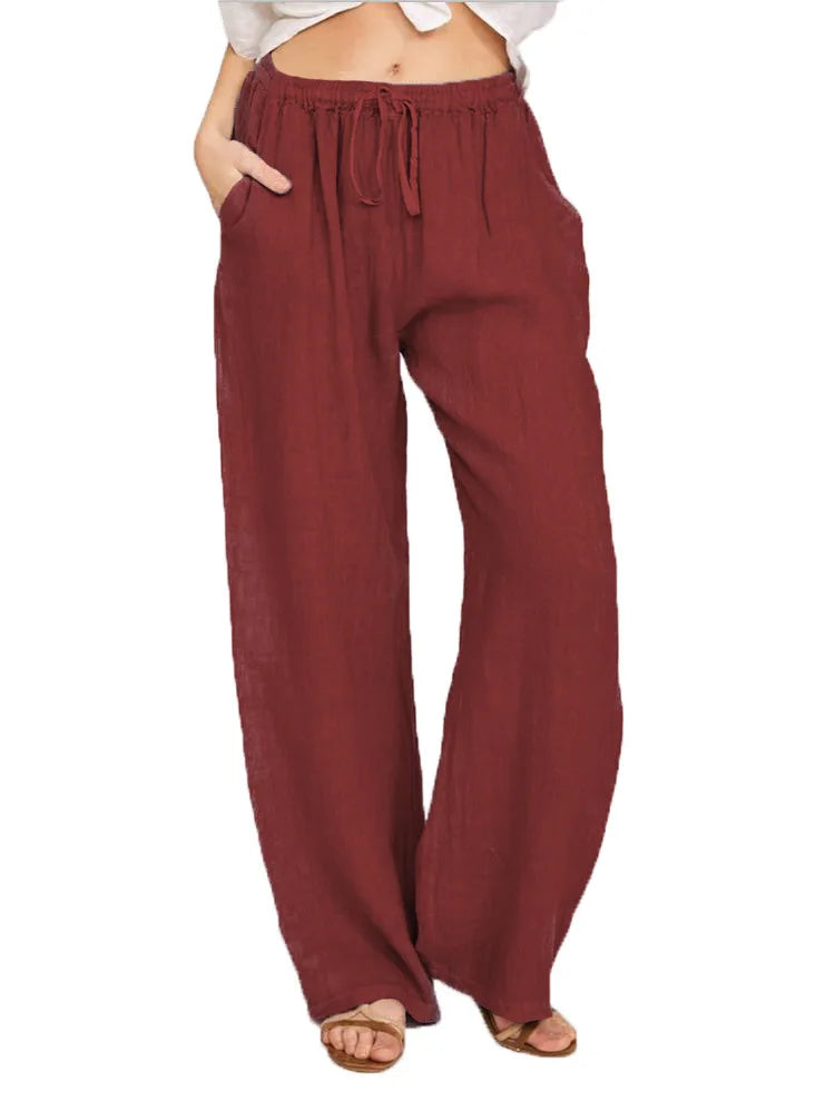 Summer and Autumn New Casual Women's Wear in Europe and America - Large Loose Cotton Hemp Casual Pants