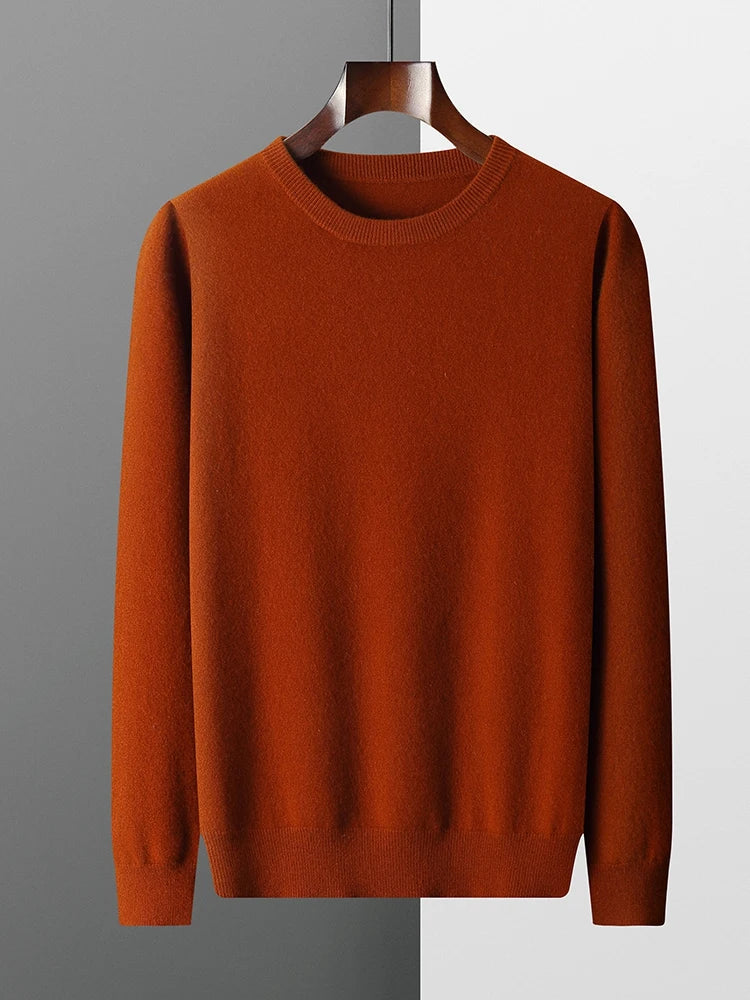 Men's 100% Merino Wool Crew Neck Sweater – Lightweight Basic
