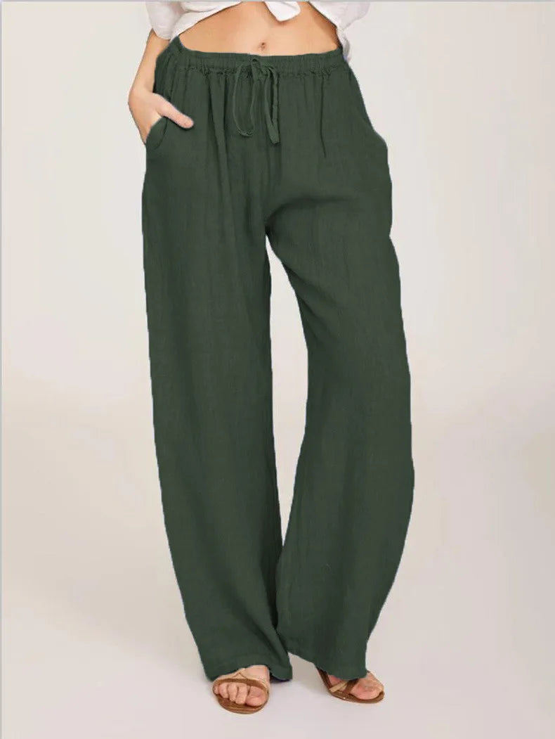 Summer and Autumn New Casual Women's Wear in Europe and America - Large Loose Cotton Hemp Casual Pants