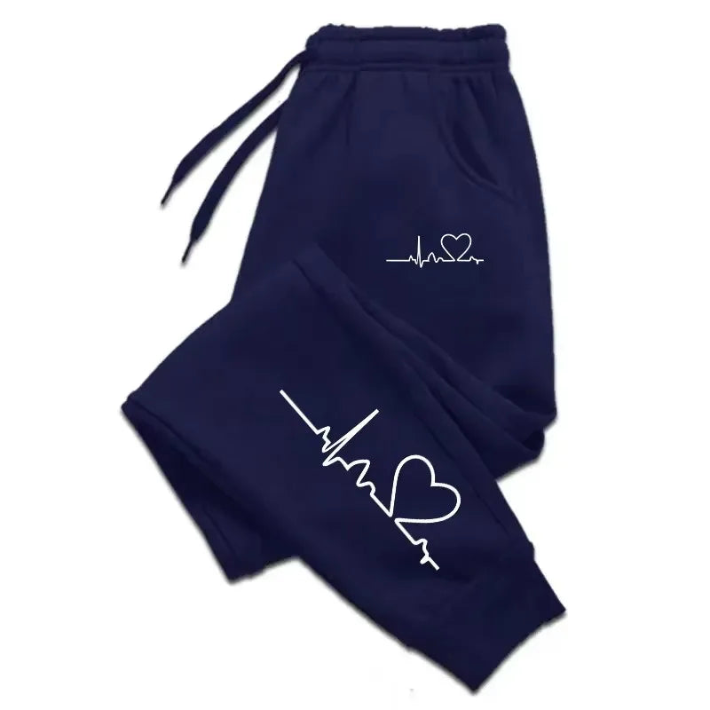 Hot Sales Women's Sweatpants Daily Casual Pants High Quality Fitness Tracksuit Trousers Heart Print Street Sport Jogging Pants