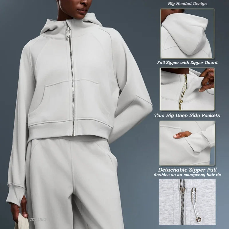 PrimeGear Women's Zip Up Hoodies Fleece Workout Jackets Sweatshirts Winter Warm Therma Long Sleeve Sweatshirts with Thumb Holes