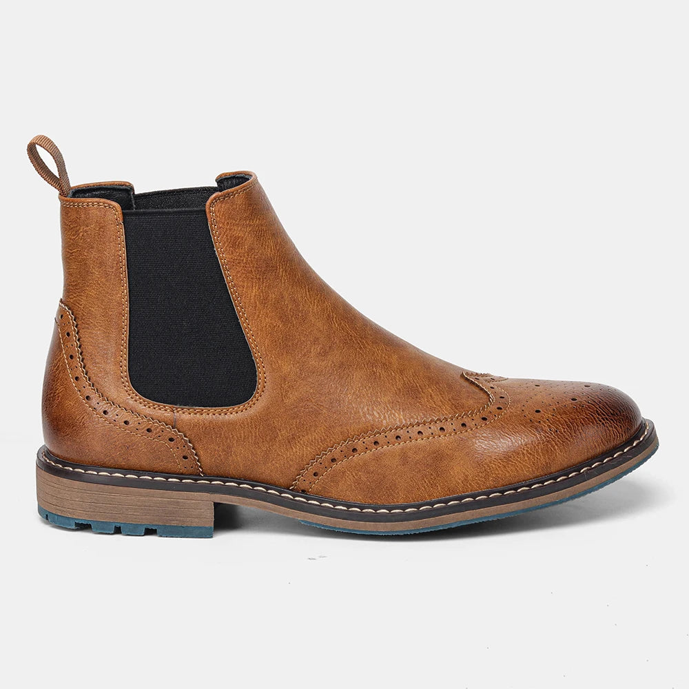 2026 Classic Red Wine Chelsea Boots for Men Fashionable Men Boots Casual Men Ankle Boots