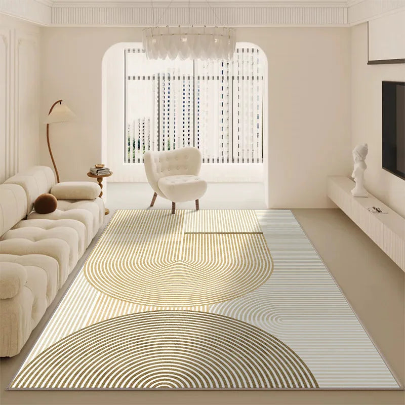 Luxury Minimalist Living Room Carpet Cream Color Large Area Rug for Sofa Bedroom Home Decor