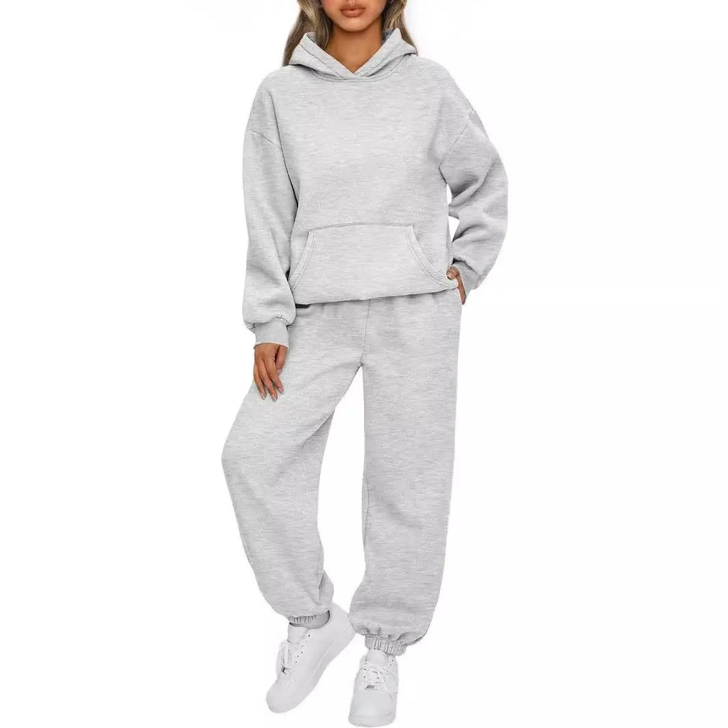 Women's Casual Hooded Sweatshirt and Sportswear Pants Set Long Sleeve Long Pants Autumn Season Fashion Ladies Outfit