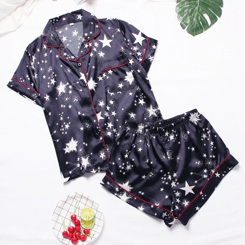 Spring Autumn Pajama Women Silk Satin Pajamas Set Long Sleeve Shirt with Trouser Sleepwear Loungewear Female Pajamas Suits Mujer
