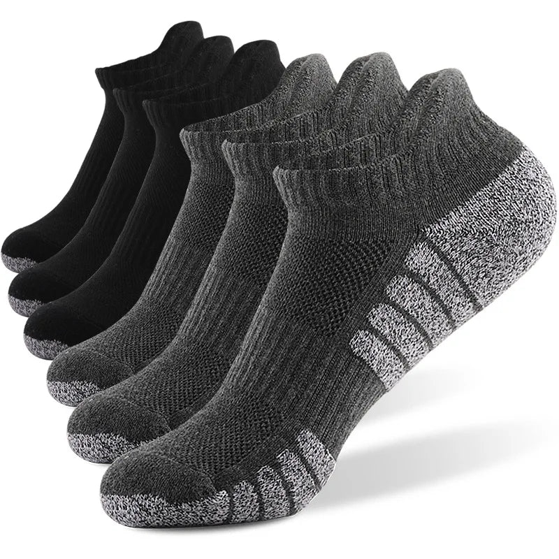 6 Pairs Thickened Towel Bottom Running Socks - Non-Slip Breathable Sports Socks