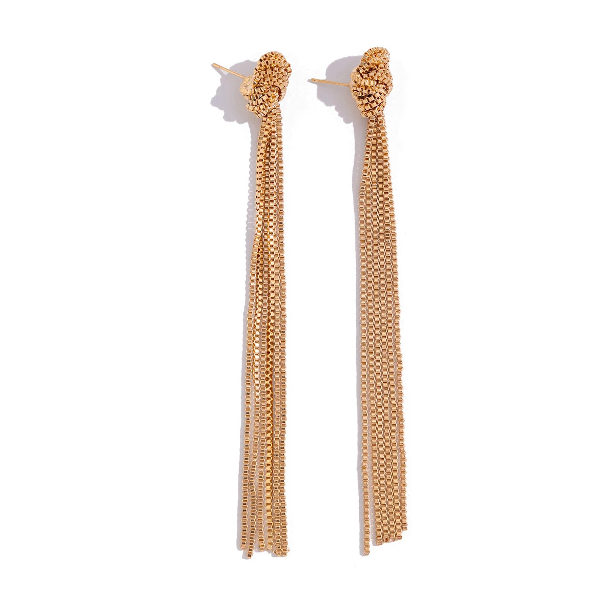 IngeSight.Z 2025 New Gold Color Lines Tassel Thread Long Dangle Drop Earrings Women Fashion Luxury Wedding Party Banquet Jewelry