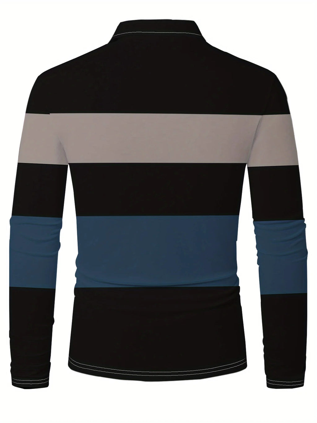 Men's Long-Sleeved POLO Shirt for Spring and Autumn 2025 with Street Fashion Comfort and 3D Striped Printing