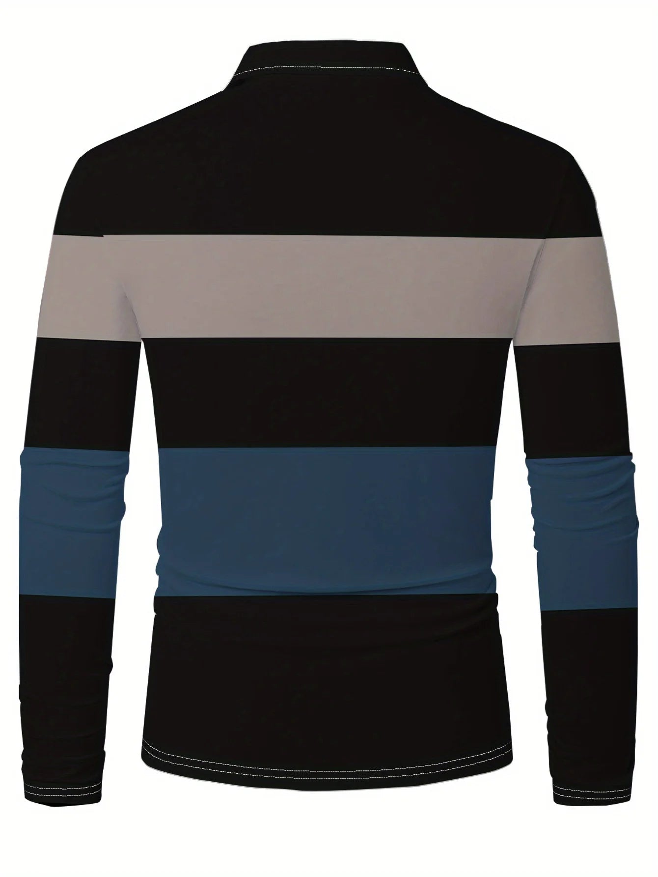 Men's Long-Sleeved POLO Shirt for Spring and Autumn 2025 with Street Fashion Comfort and 3D Striped Printing