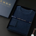 100% Pure Mink Cashmere Men's Round Neck Sweater for Autumn Winter, Casual Knitted Long Sleeved Pullover Sweater Men's Clothing