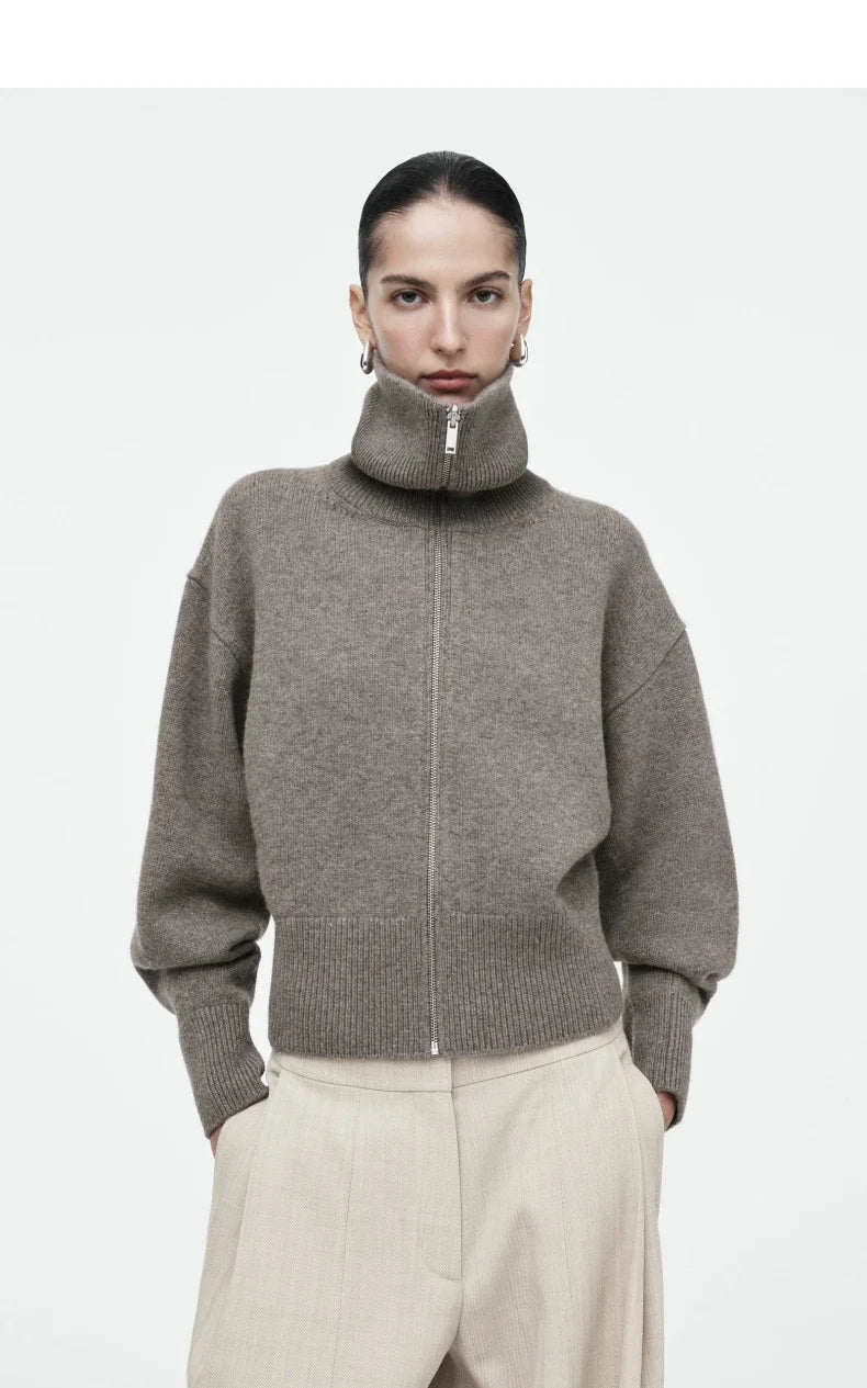 Ethereal YAZHIMEI winter new style of Ladies' casual standard fit waist-cinching knitted pilot jacket