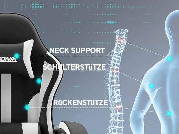 Gaming Chair with Massage Ergonomic Desk Chair Footrest Headrest Rotatable Chair for Office and Gamers