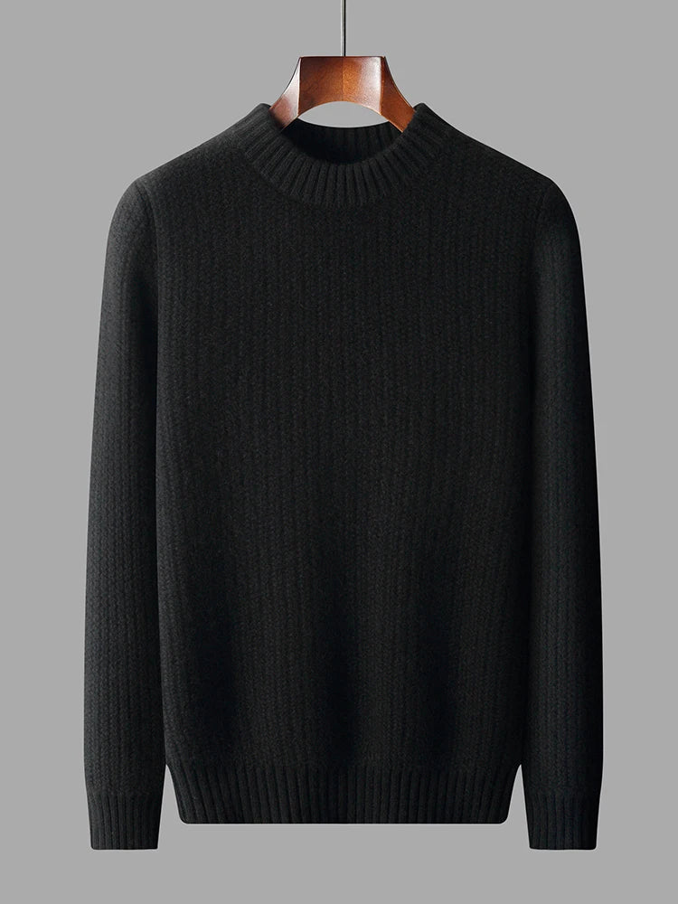 100% Pure Cashmere Sweater for Men - Round Neck, Thick, Warm, Fashionable Sweater