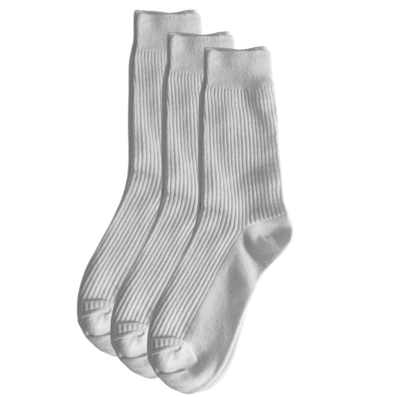 Simplejewel Catton Men's Long Dress Socks - 3 Pairs - Classic Black and White Colors