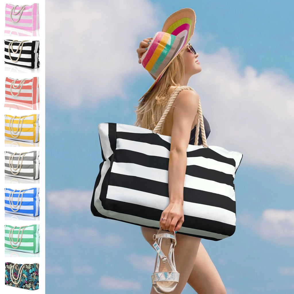 Striped zipper outer bag for outdoor travel and vacation, waterproof