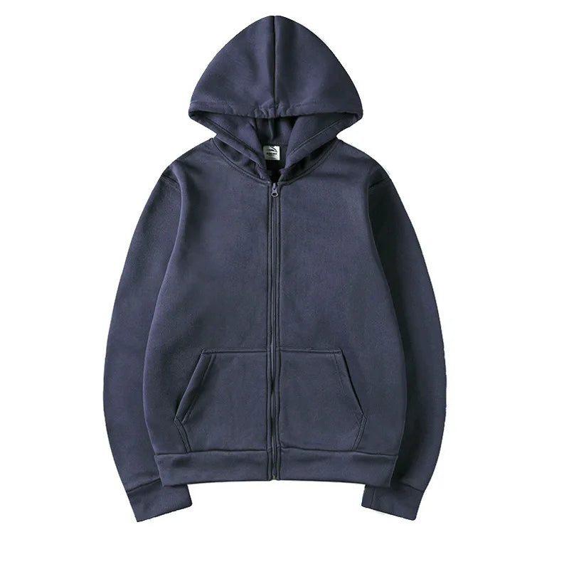 2025New Trendy Sweatshirt Coat Front Pockets Warm Zipper Lamb Wool