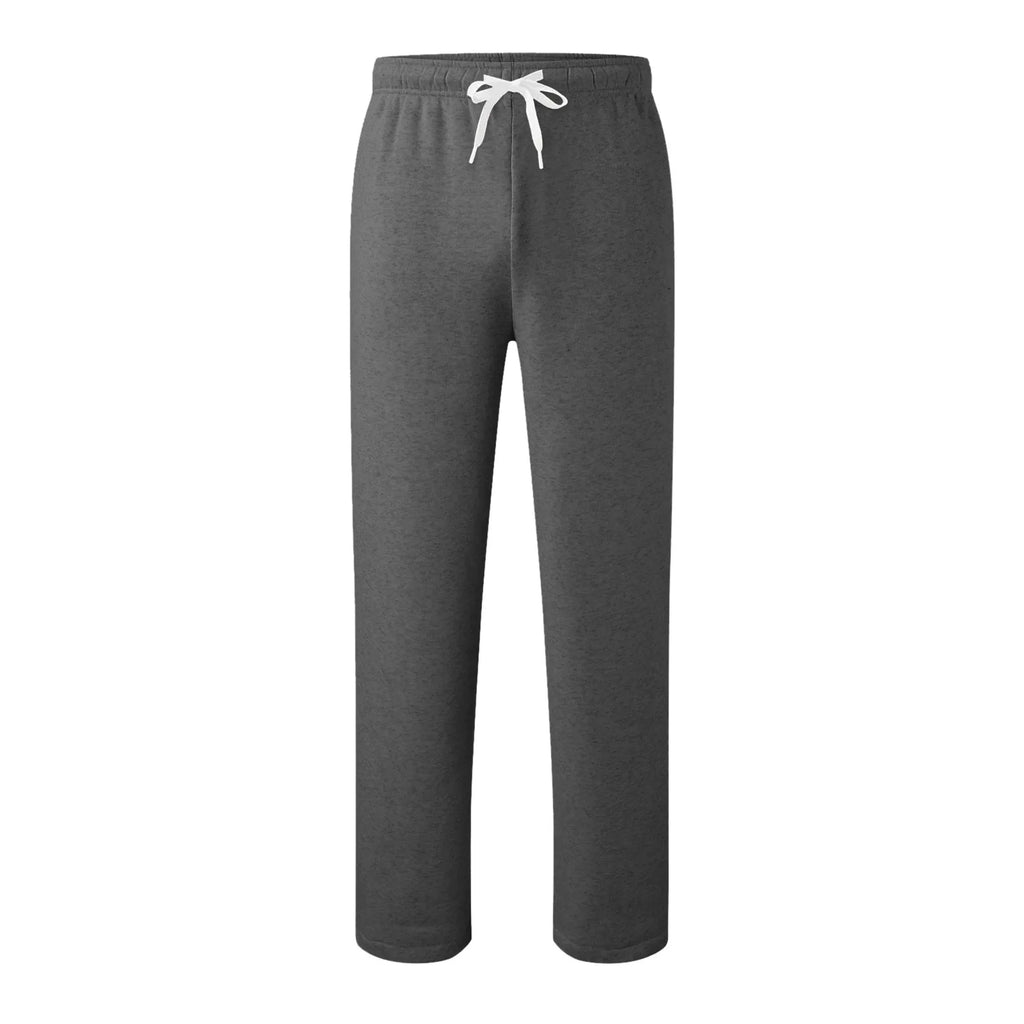 Women New Elastic Waist Pants with Side Pockets Fleece Lined Thick Wide Leg Sweatpants Pure Color Straight Cut