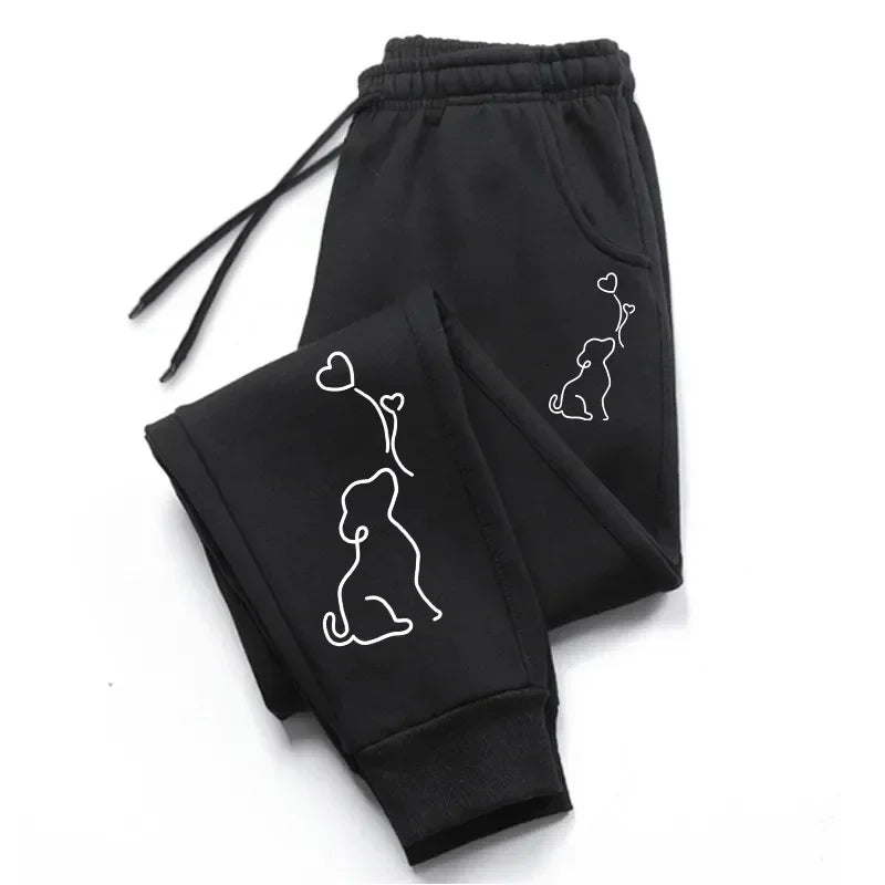 2026 Women's Sweatpants with Cute Dog Printing - Casual Daily Outdoor Sports Jogging Trousers - Soft Streetwear Pants