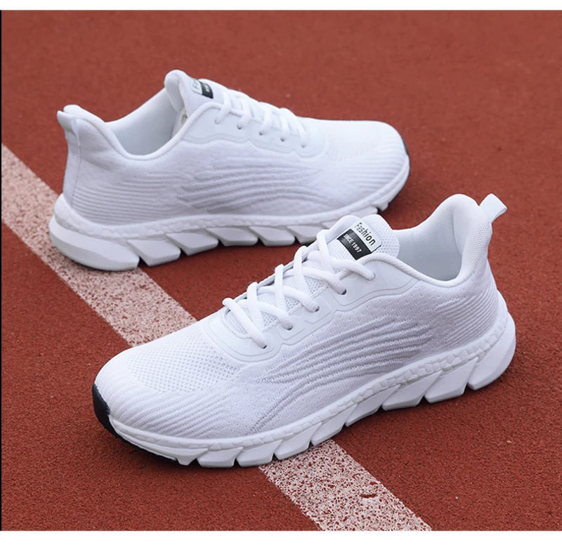Spring Flying Knitted Breathable Running Shoes Sports Women Casual Shoes Soft Sole Couples Men And Women Small White Shoes