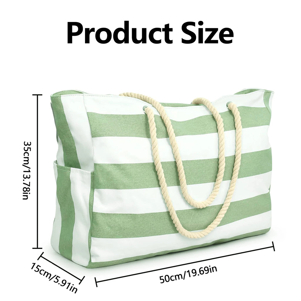 Striped zipper outer bag for outdoor travel and vacation, waterproof
