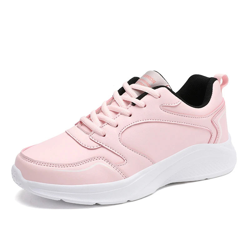Autumn and Winter Leather Outdoor Running Shoes for Women Flat Sports Casual Shoes for Women White Shoes Large Size Travel