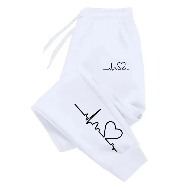 Hot Sales Women's Sweatpants Daily Casual Pants High Quality Fitness Tracksuit Trousers Heart Print Street Sport Jogging Pants