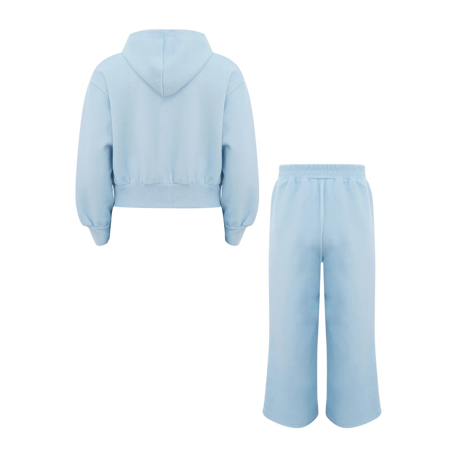Children Girls Fashion Sports Set Long Sleeve Zipper Hooded Jacket with Pockets Wide-Leg Pants for Gym Workout Exercise Running