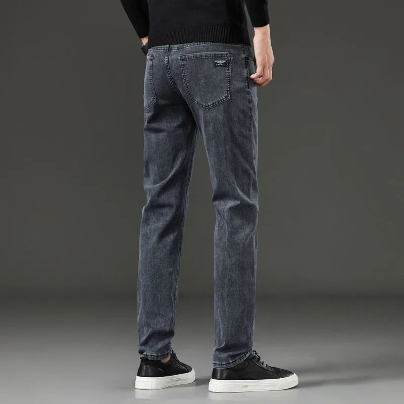 2026 Spring New Arrival Men's Black Jeans, Blue Stretch Denim Pants, Business Casual Shopping Trousers, Asian Sizes 28-40