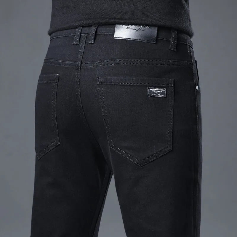 2026 Spring New Arrival Men's Black Jeans, Blue Stretch Denim Pants, Business Casual Shopping Trousers, Asian Sizes 28-40