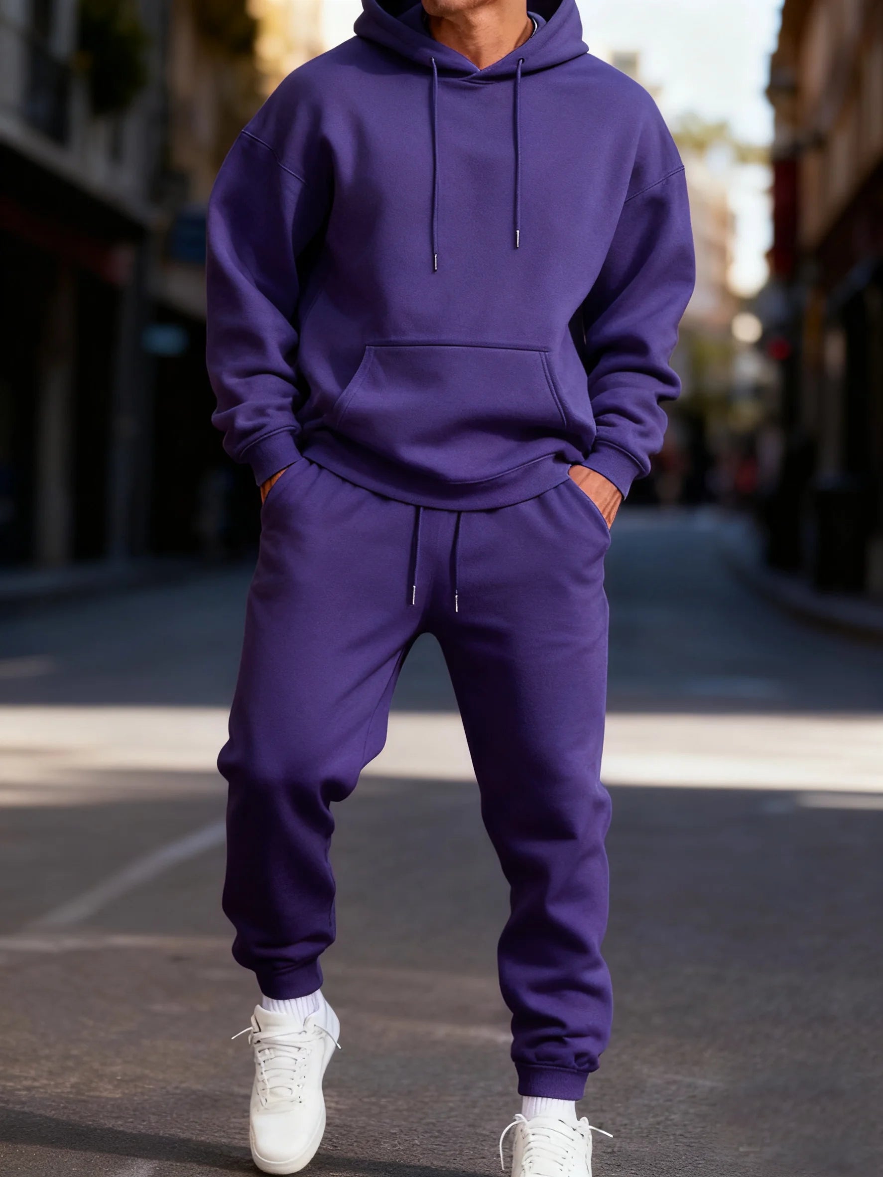 Solid Hoodies Suit Men