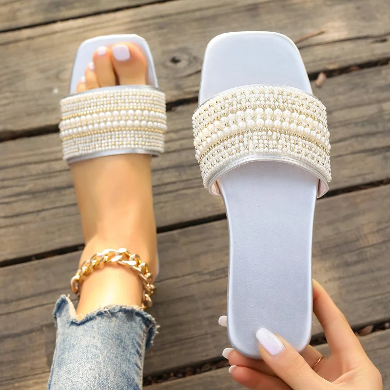 Women Luxury Pearl Slippers