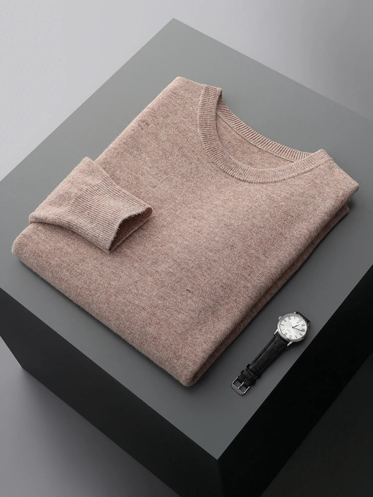 Men's 100% Merino Wool Crew Neck Sweater – Lightweight Basic