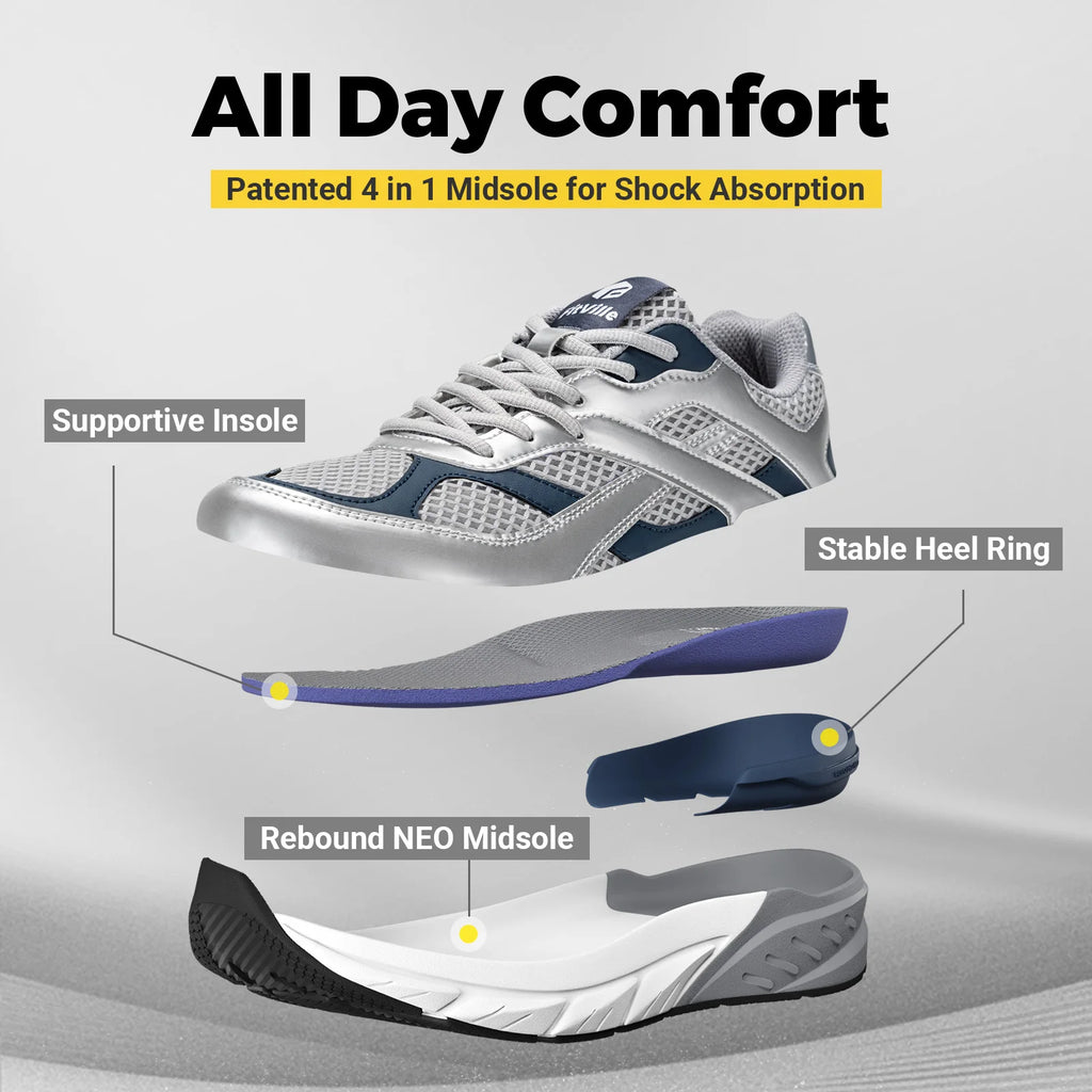 Fittington Men's Walking Shoes Extra Wide Comfort Sneakers Non Slip Trainers Man Shoes With Arch Support For Flat Feet Plantar