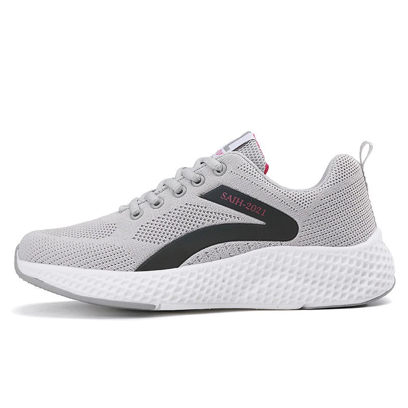 Women's Sports Shoes Comfortable Running Shoes Flying Knit Versatile Lace-Up Casual Shoes For Women Breathable And Fashionable