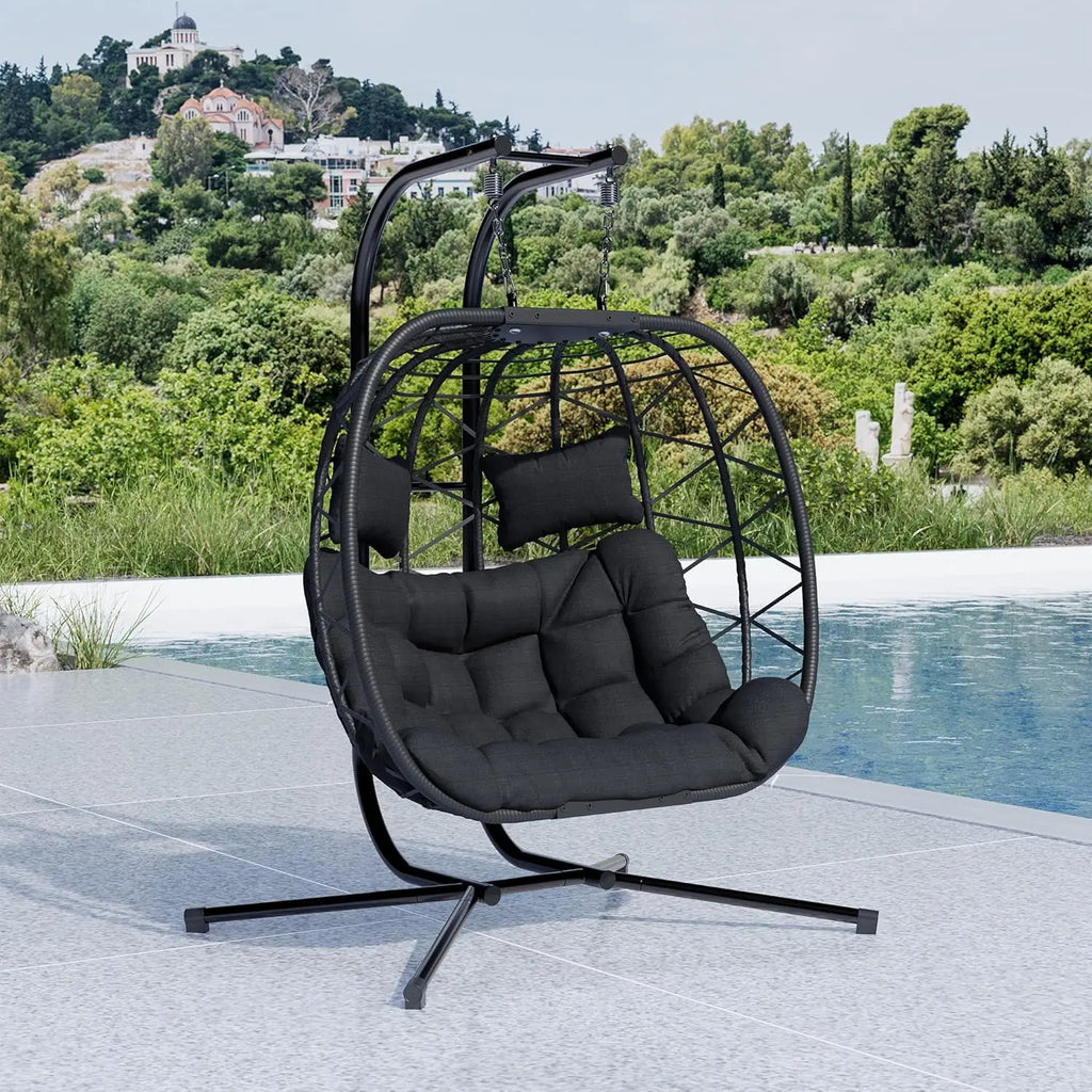 Double Swing Egg Chair — Wicker Lounge Collection