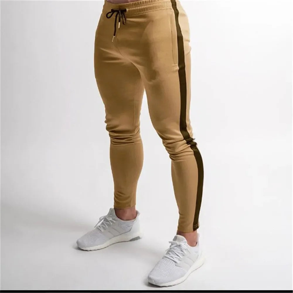 Fashion Men's Gym Pure Color Joggers Fitness Casual Long Pants Workout Skinny Sweatpants Tracksuit Trousers
