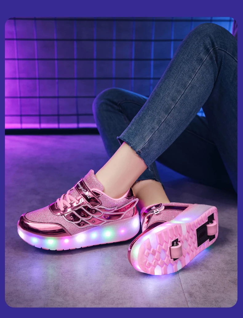 Outdoor Deformation Parkour Skates - Dual-Use Sneakers Roller Shoes for Children, Boys, Girls, Adults, Men, Women, Unisex Roller Skates
