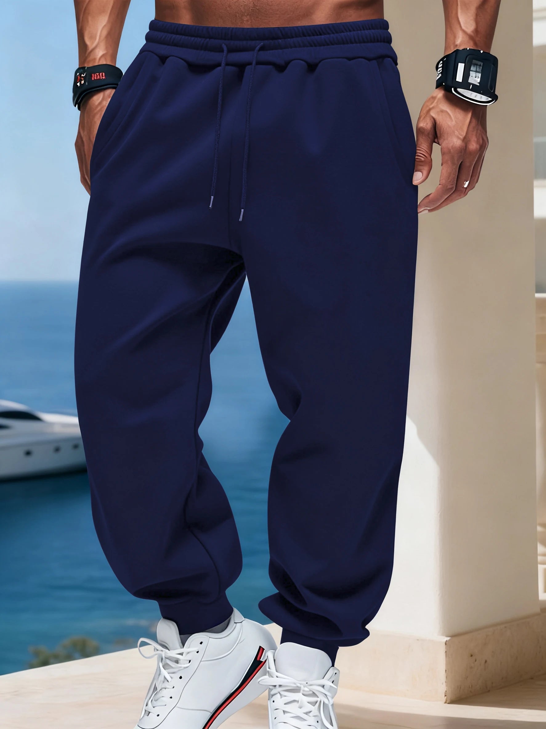 Man Autumn Fleece Sportpants Drawstring Casual Long Pants Comfortable Street Britches Fashion Pocket Pant Loose Basic Sweatpants