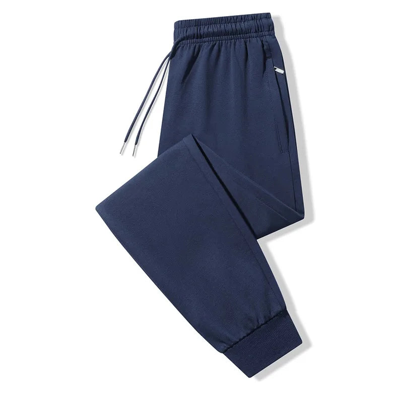 Spring and Autumn Loose Leggings Casual Men's Fashion Straight Sweatpants Solid Color Elastic High Waist Trousers