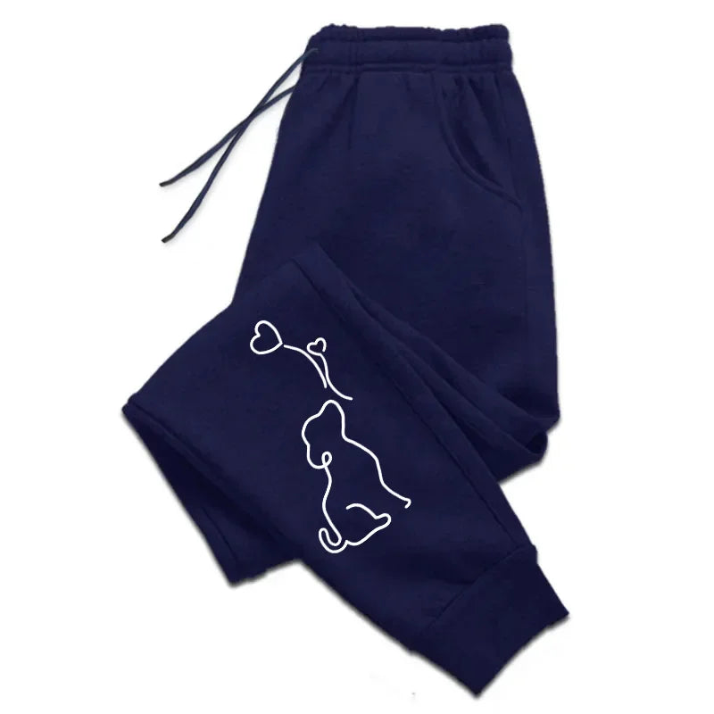 2026 Women's Sweatpants with Cute Dog Printing - Casual Daily Outdoor Sports Jogging Trousers - Soft Streetwear Pants