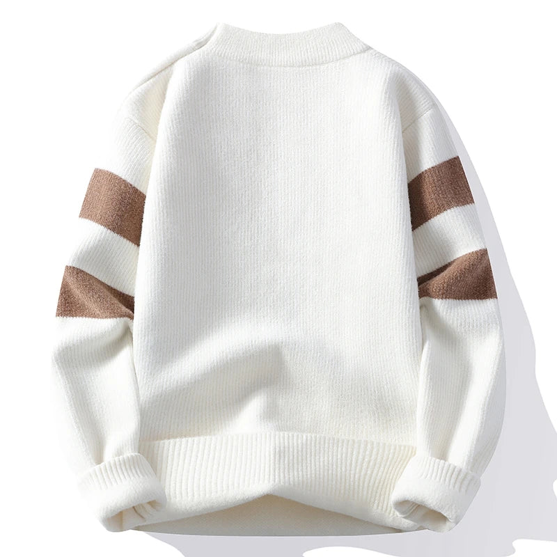 Autumn Winter New Men's Sweater Fashion Patchwork O-Neck Knit Pullovers Men Loose Casual Knitted Sweaters Hip Hop Streetwear Man