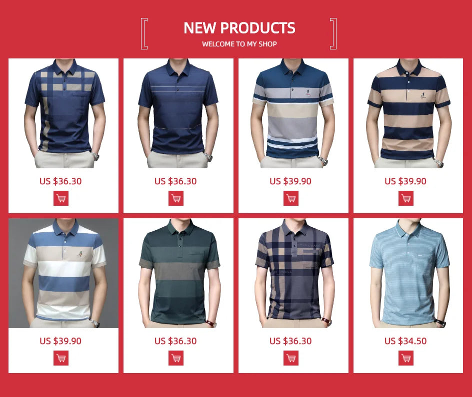 New Autumn Winter Polo Shirt High Quality Brand Cotton Men's Polo Shirt Business Casual Striped Solid Shirt Polo Men Clothing