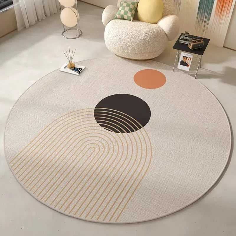 VIKAMA Modern Minimalist Round Rug - Stain-Resistant & Non-Slip Living Room Sofa Mat Office & Study Carpet Home Decor