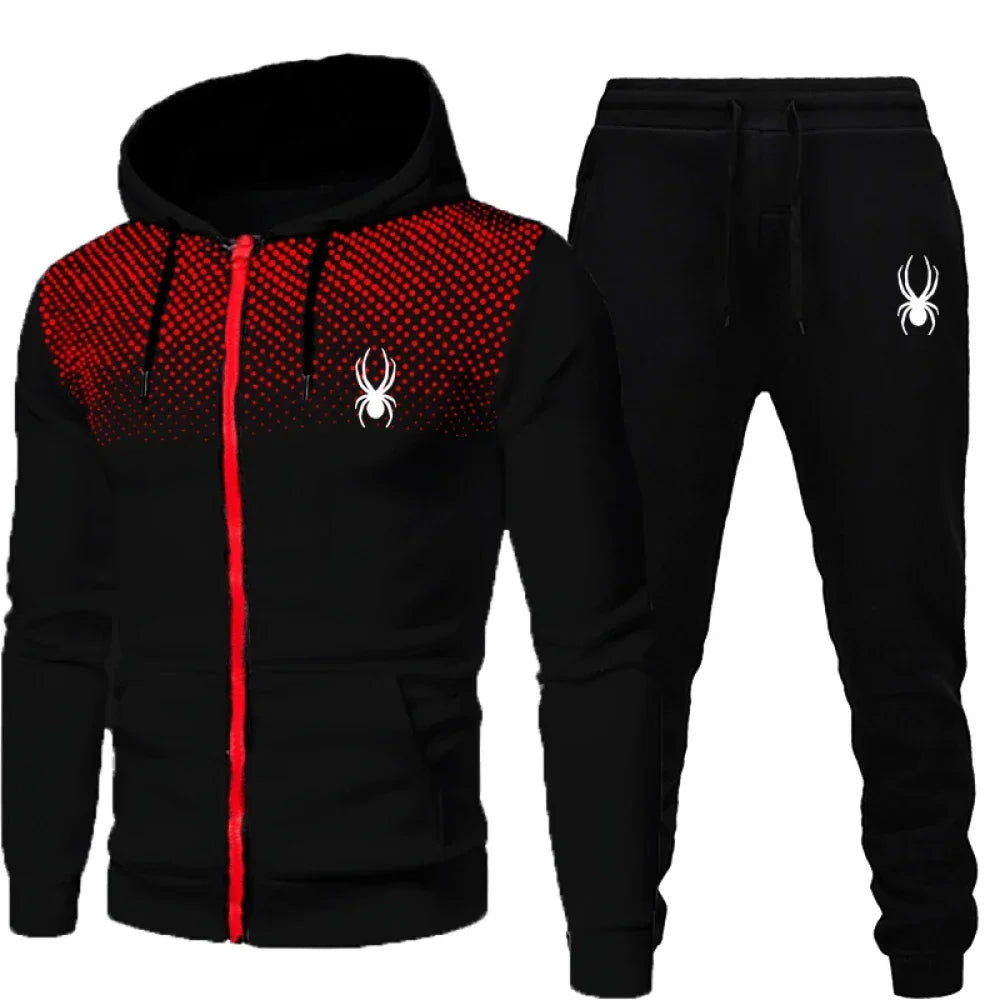 2025 Popular Two-Piece Men's Sportswear Jogging Suit with Hooded Sweatshirt and Zipper for Autumn and Winter Clothing