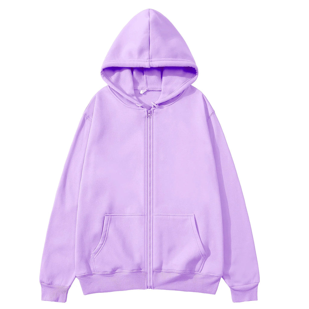 2025 unisex zipper sweatshirt cardigan hooded sweatshirt solid color sportswear top for autumn and winter