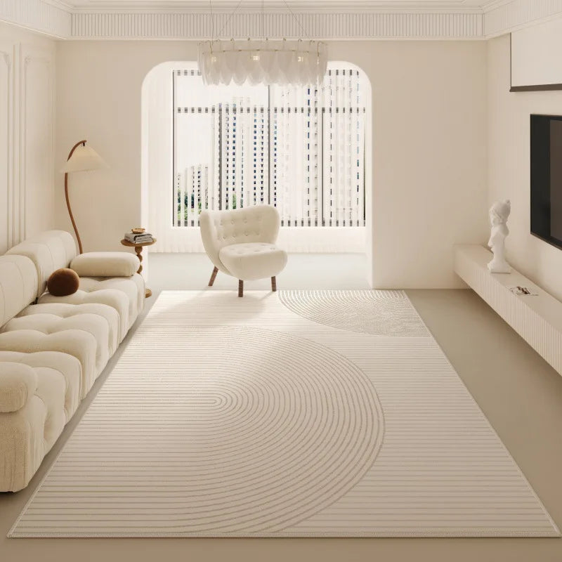 Luxury Minimalist Living Room Carpet Cream Color Large Area Rug for Sofa Bedroom Home Decor