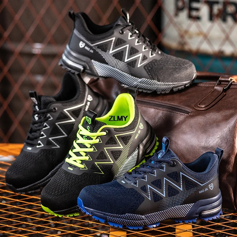 Fashion Safety Shoes Men Steel Toe Sneakers Puncture Proof Breathable Work Safety Boots Comfortable Work Shoes for Men